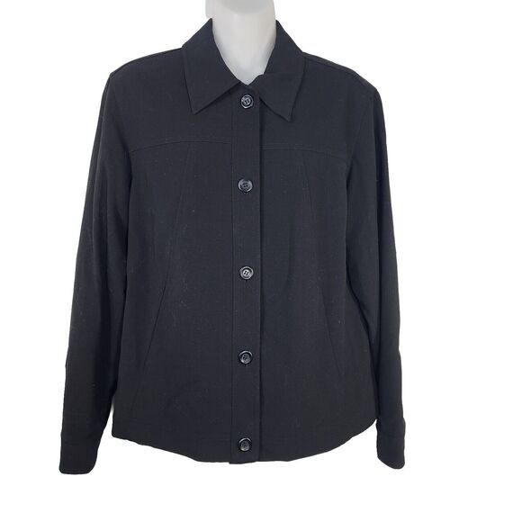 Coldwater Creek Womens Jacket Size Small Pockets Button Up Black Stretch Lined - Picture 1 of 10